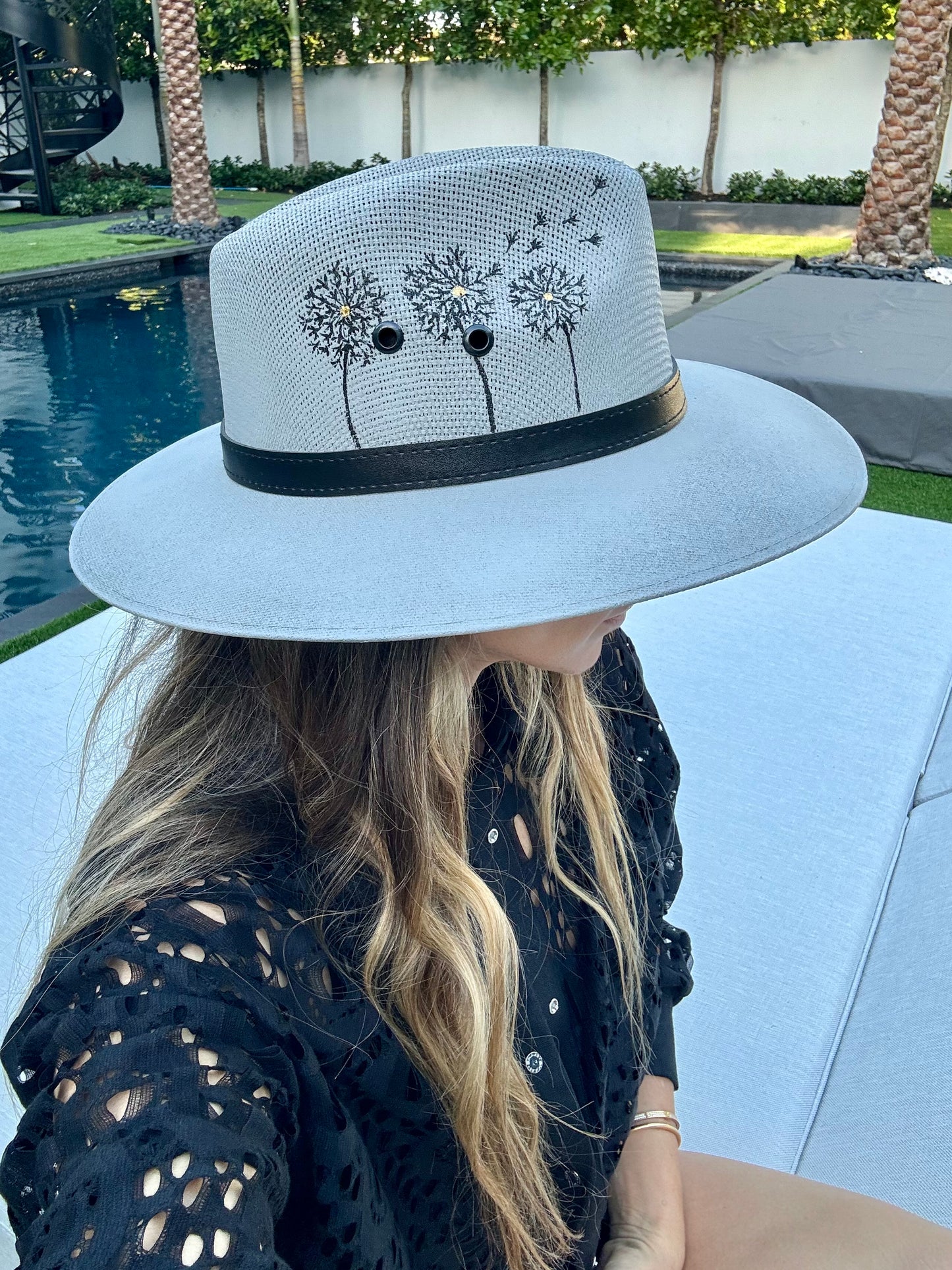 Wildflower Painted Jute Canvas Hat