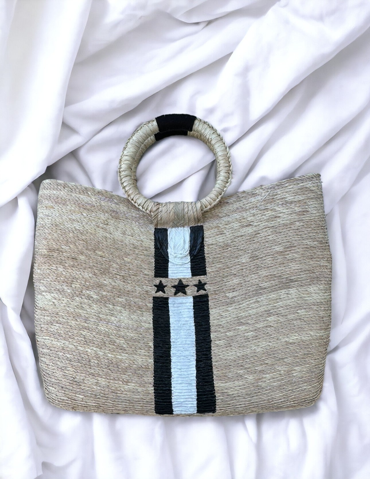 Starry Stripes Painted Palm Beach Bag
