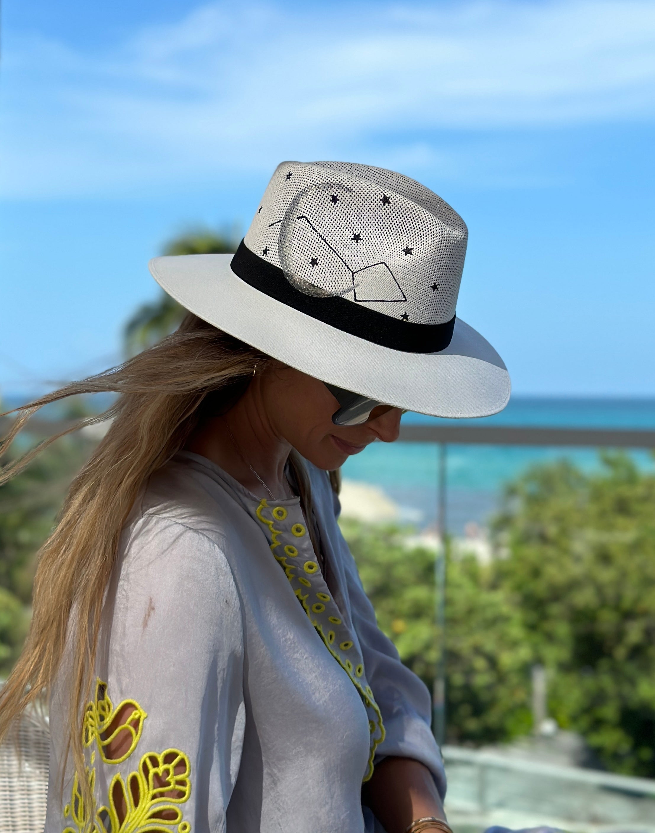 Moonstruck Painted Jute Canvas Hat