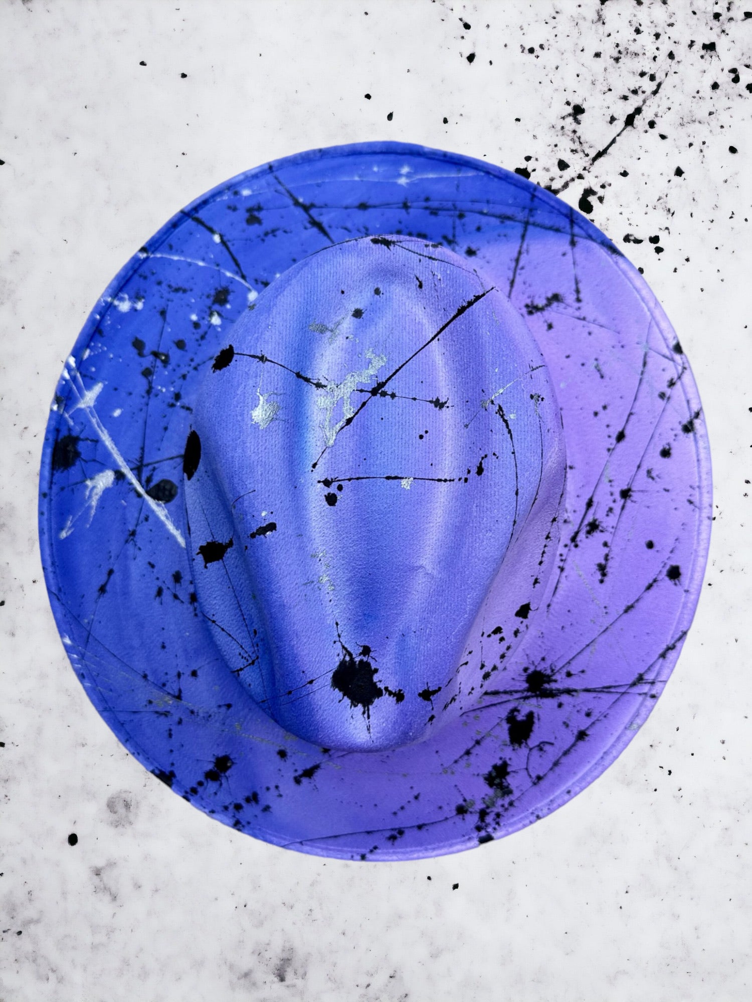 Abstract Paint Splatter Purple Ombré Vegan Suede Hat