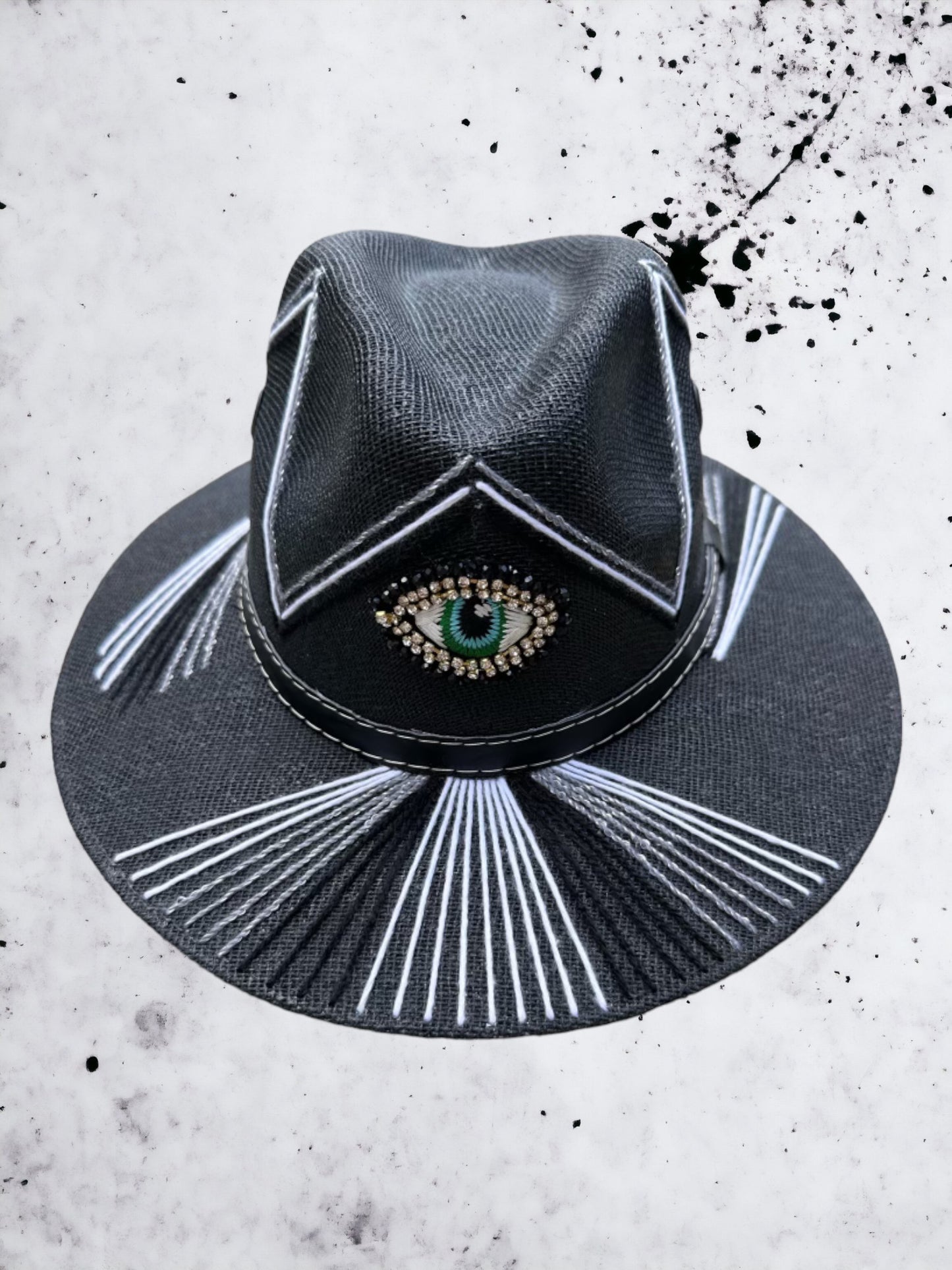Talisman Embellished Jute Canvas Hat