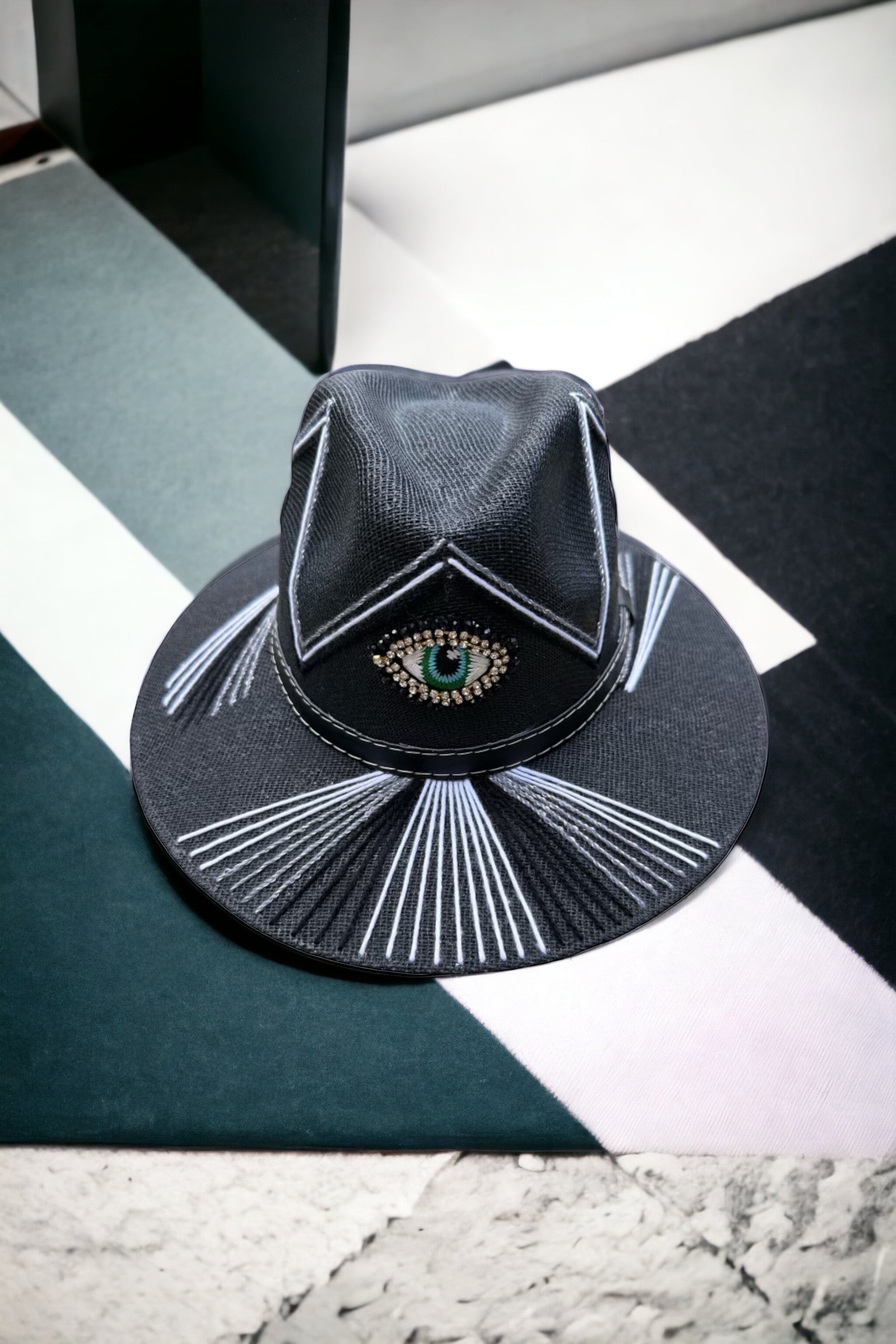 Talisman Embellished Jute Canvas Hat
