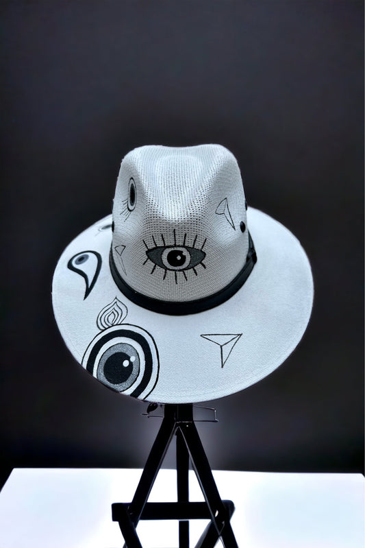 Dual Eye Painted Jute Canvas Hat