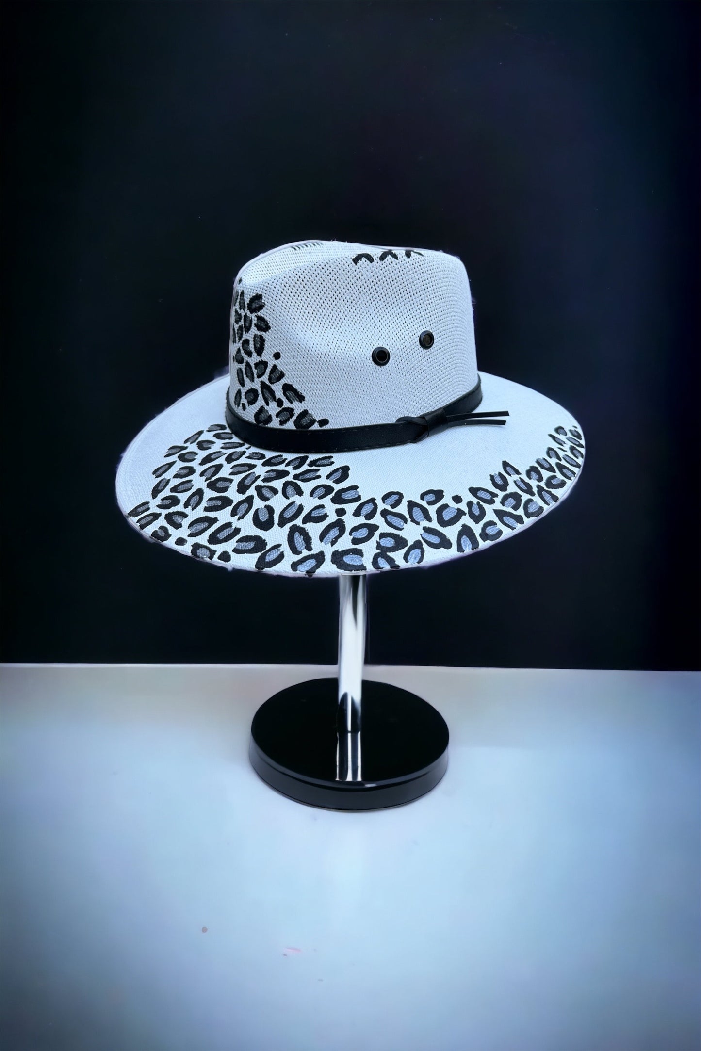 Leopard Painted Jute Canvas Hat
