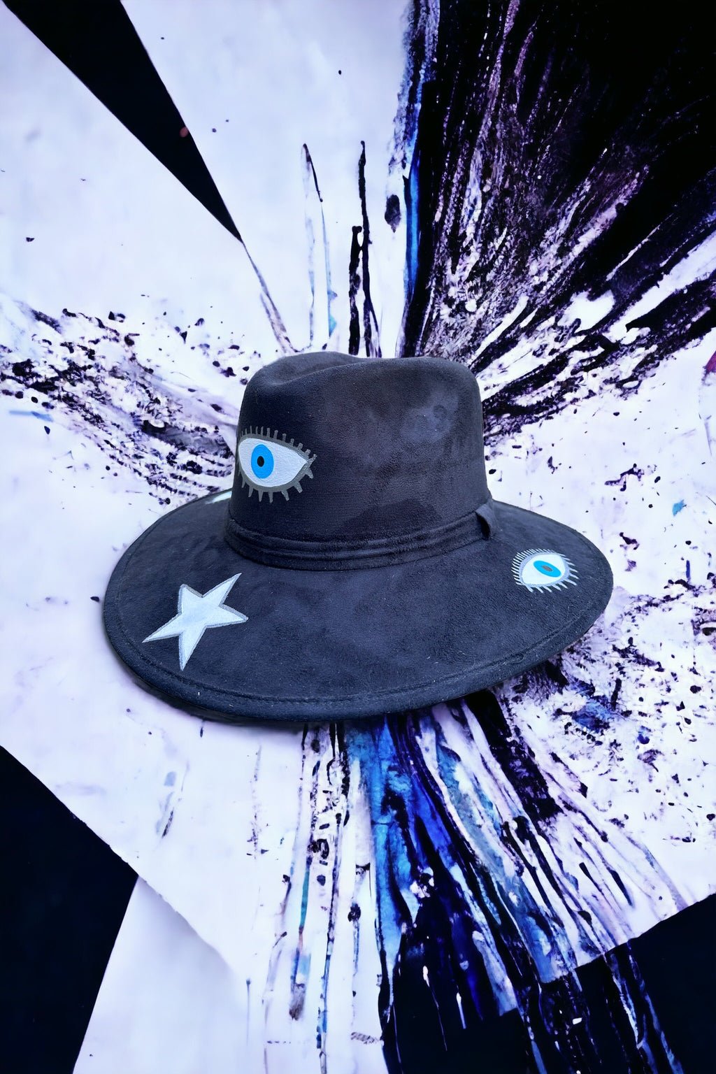 Los Ojos Painted Vegan Suede Hat