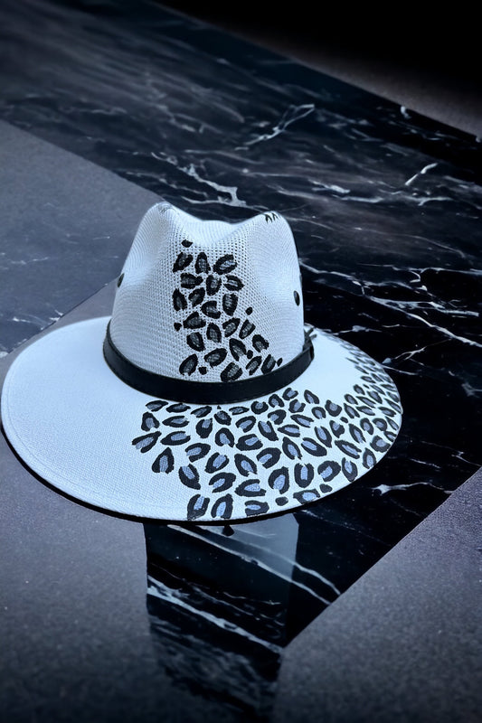 Leopard Painted Jute Canvas Hat
