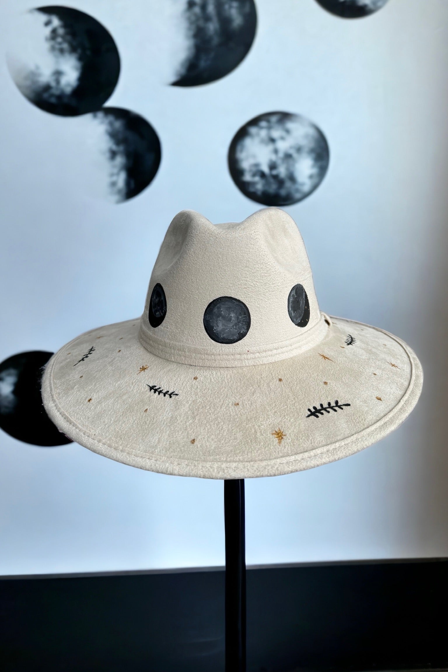 Mystic Moon Painted Vegan Suede Hat