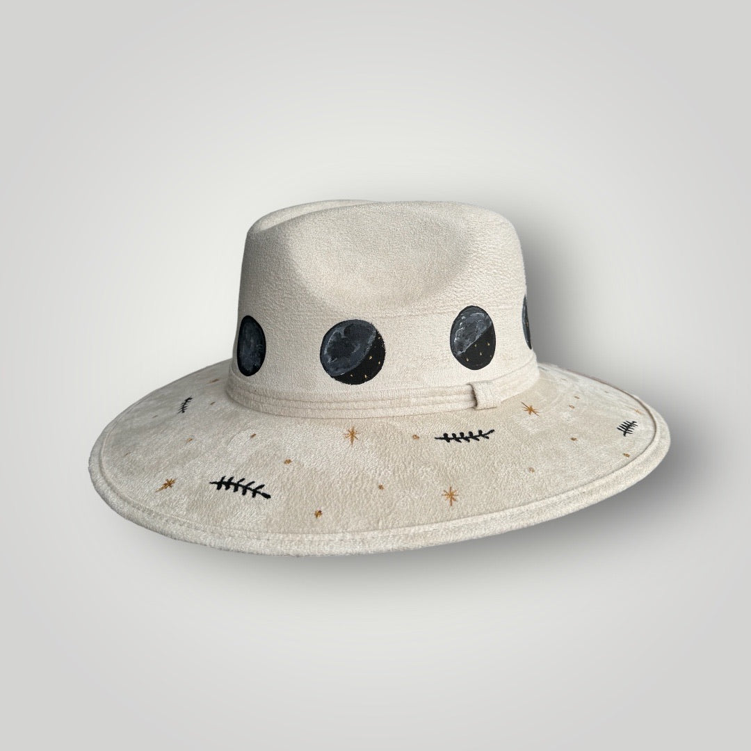 Mystic Moon Painted Vegan Suede Hat