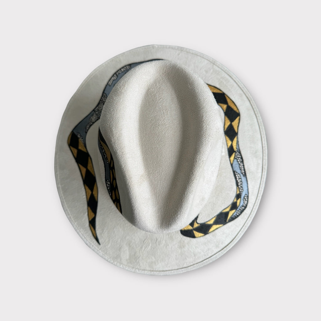 Gilded Serpent White Painted Vegan Suede Hat