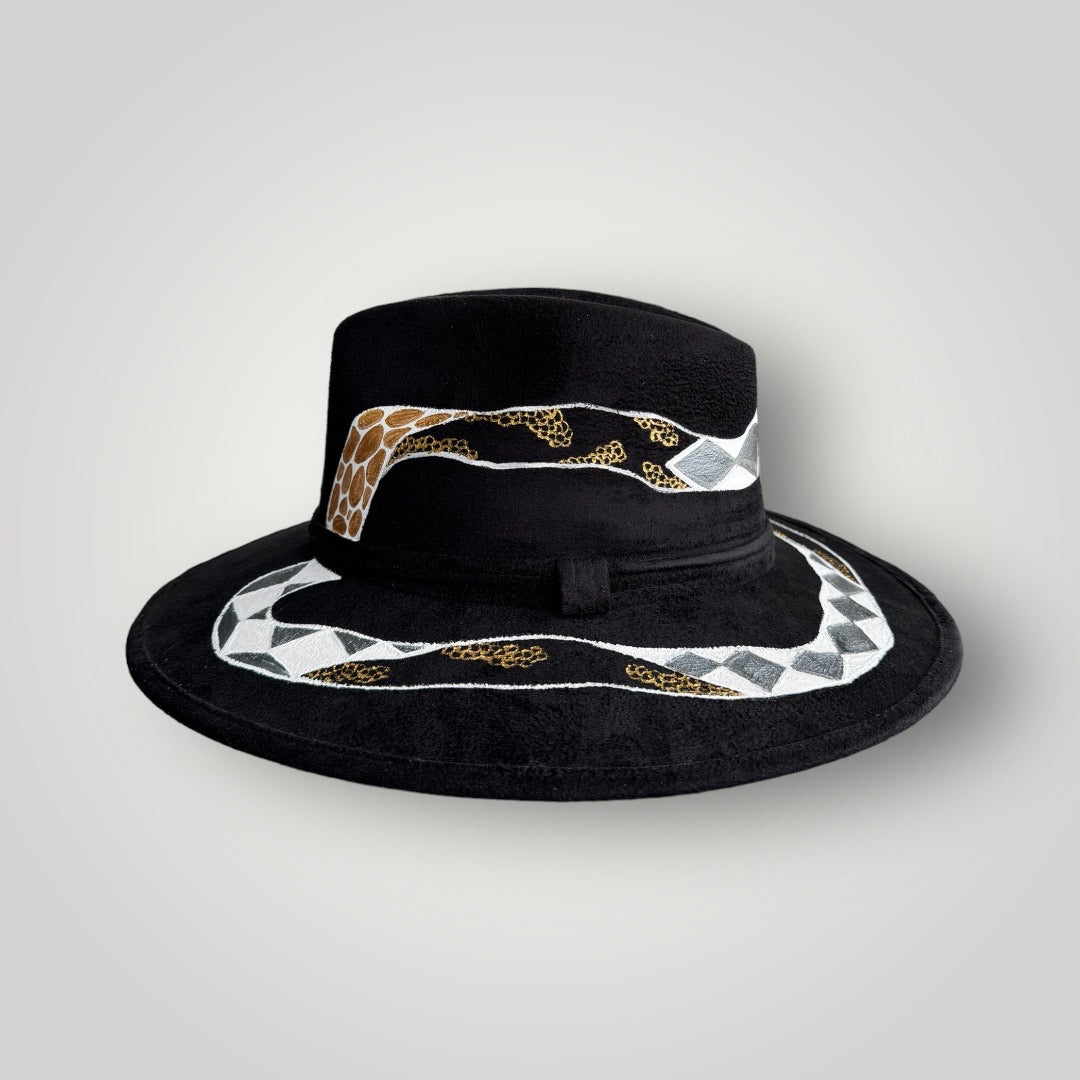 Gilded Serpent Black Painted Vegan Suede Hat