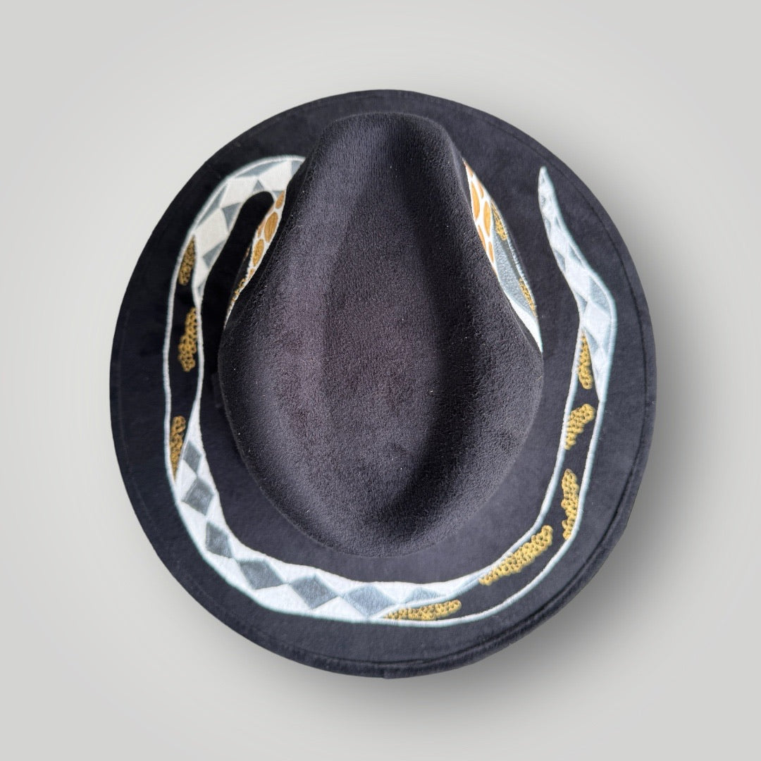 Gilded Serpent Black Painted Vegan Suede Hat