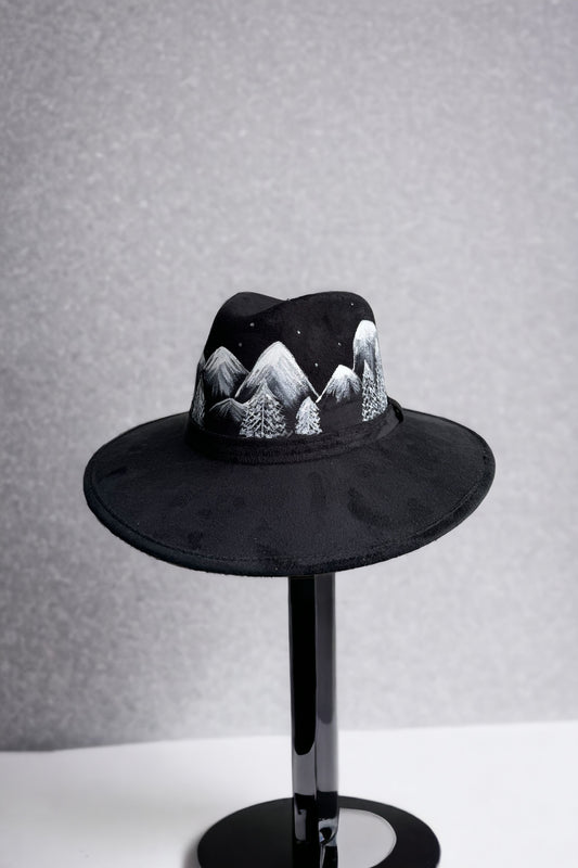 Snowy Peaks Painted Suede Hat