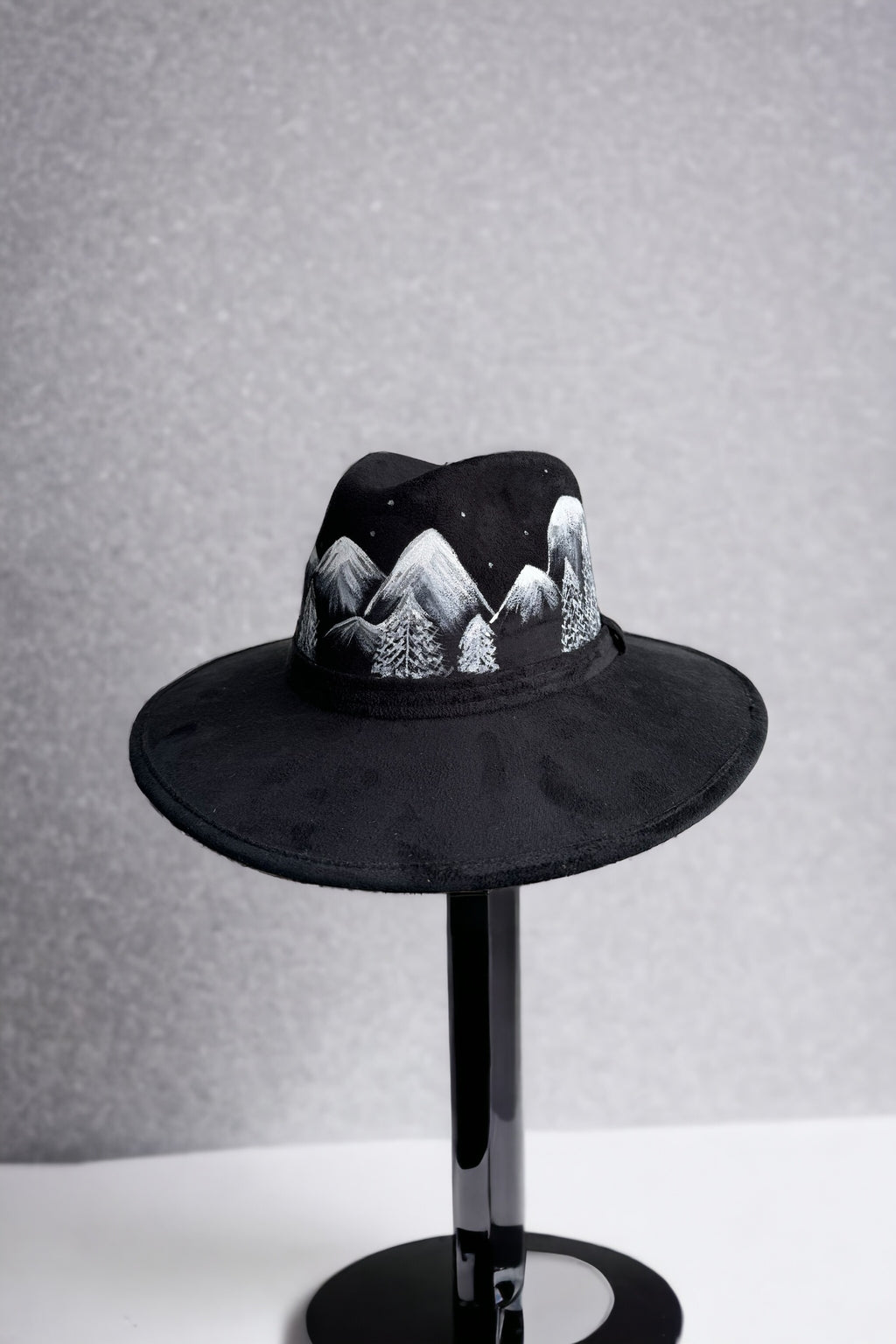 Snowy Peaks Painted Vegan Suede Hat