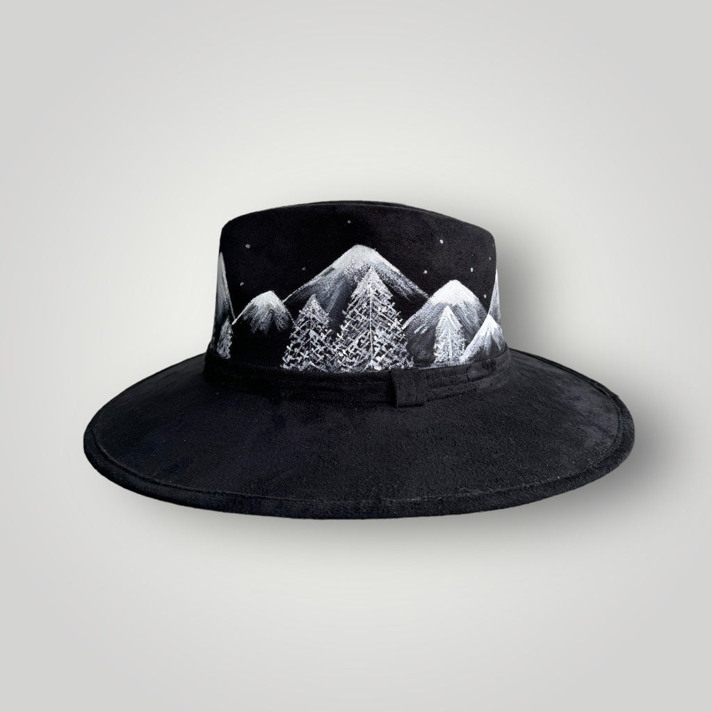 Snowy Peaks Painted Vegan Suede Hat