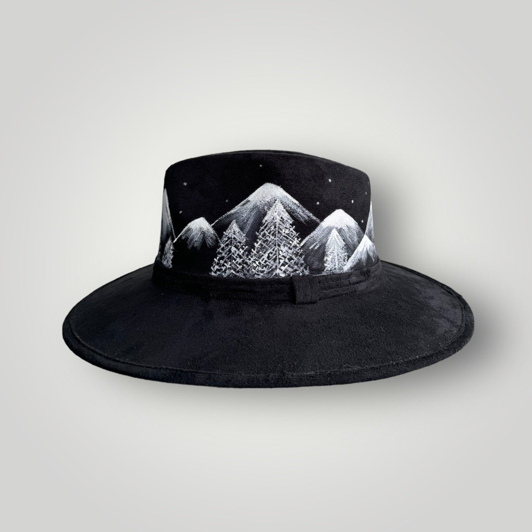 Snowy Peaks Painted Suede Hat