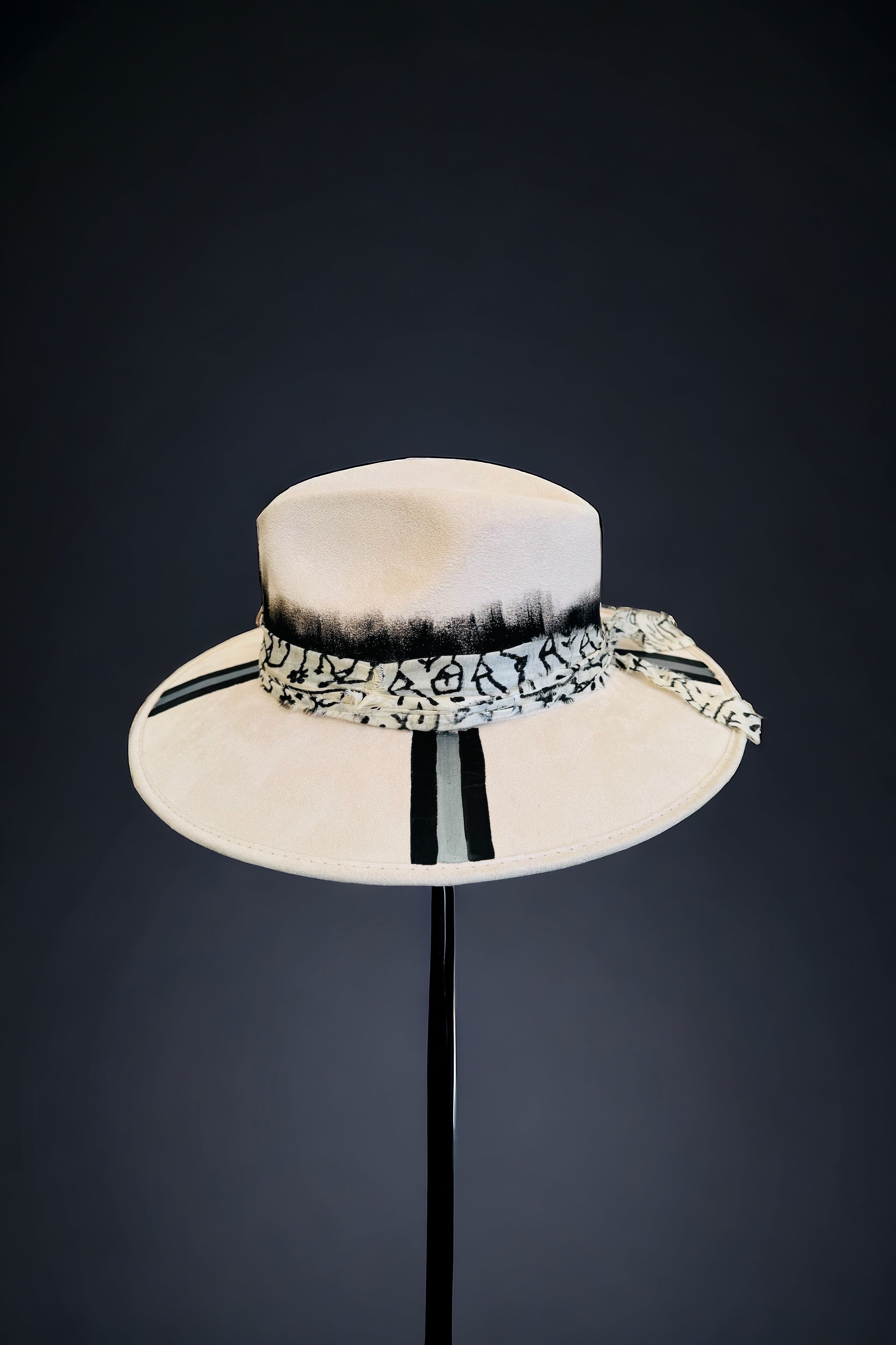 Tribal Stripe Painted Vegan Suede Hat