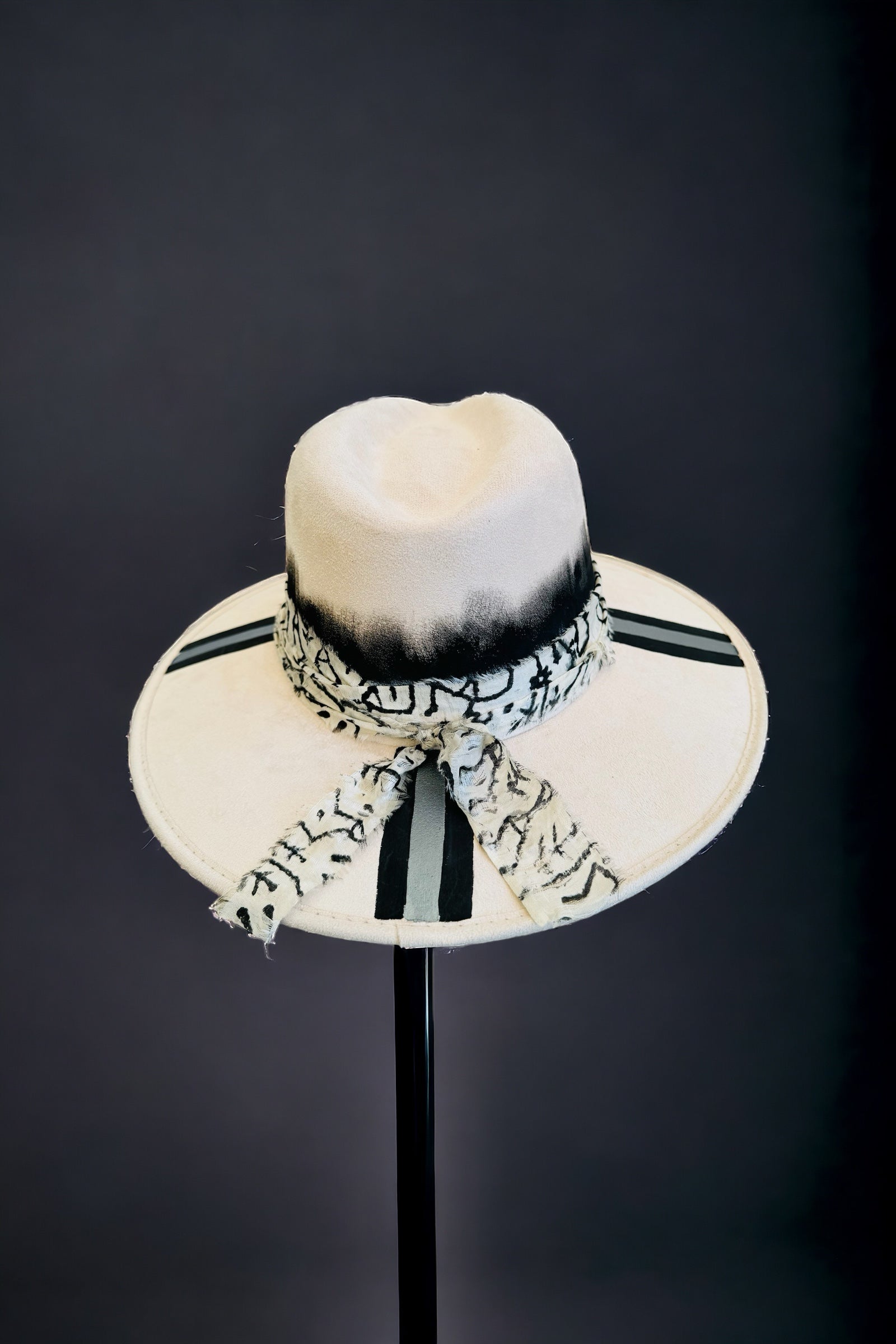 Tribal Stripe Painted Suede Hat