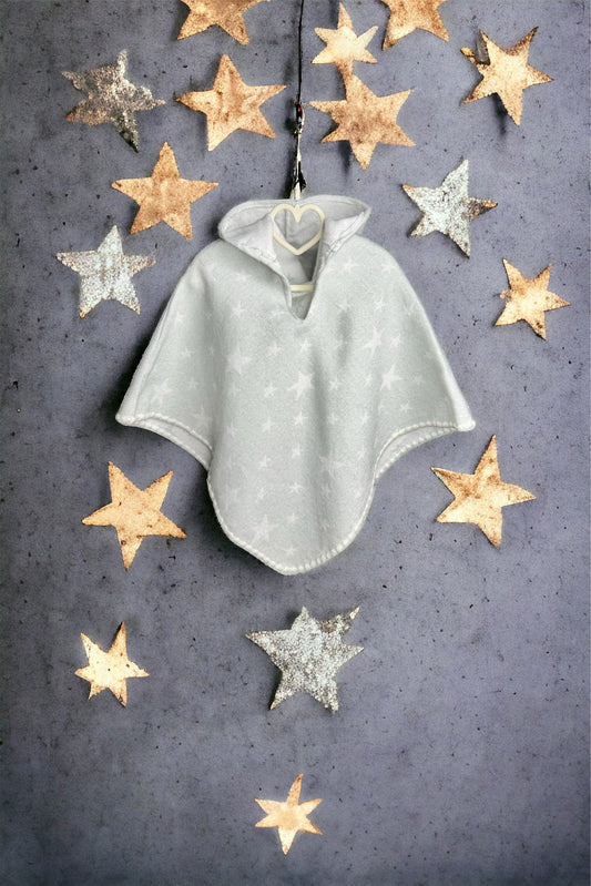 Little Star Children's Poncho - Light Gray