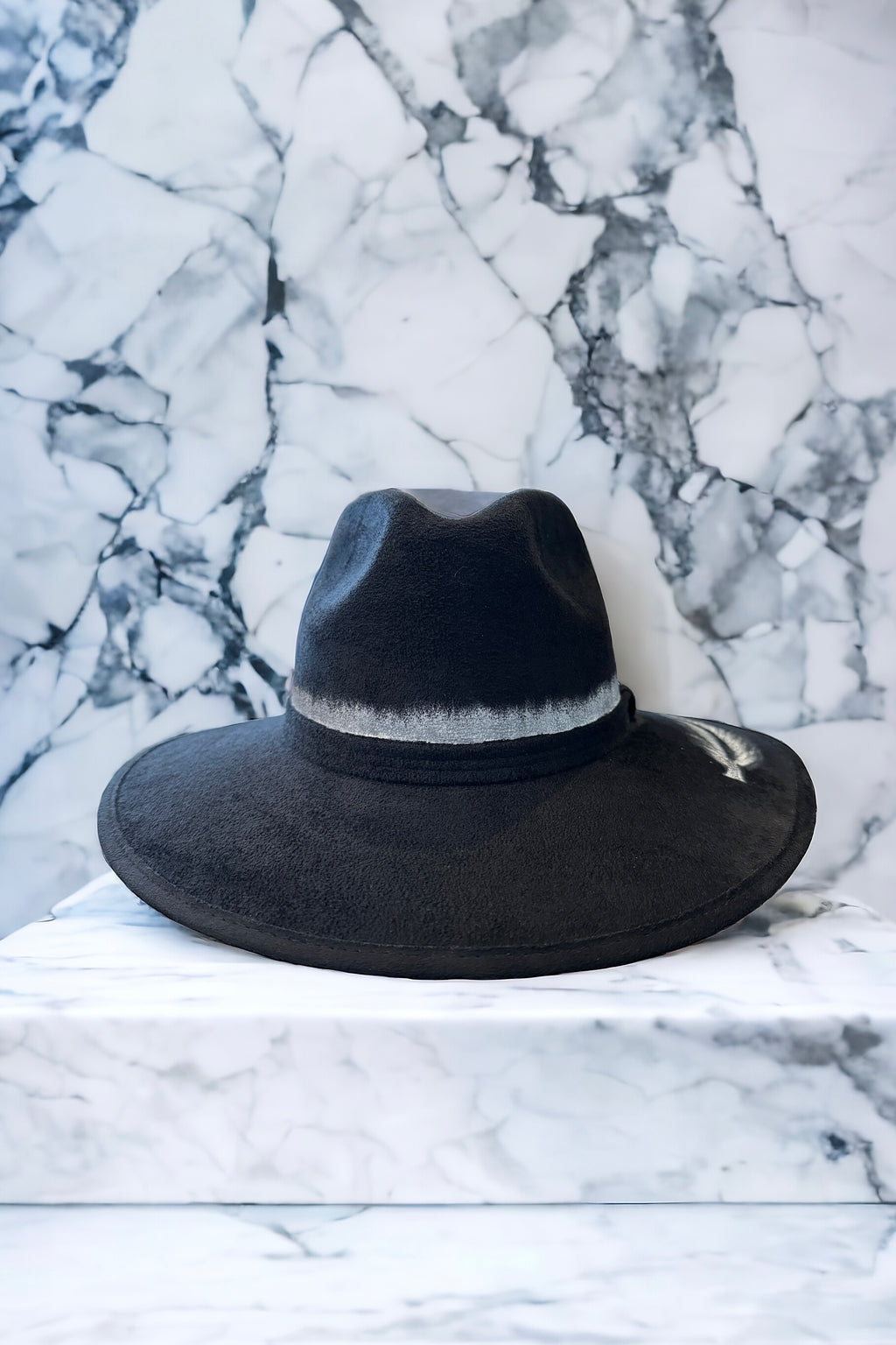 Featherlight Painted Black Vegan Suede Hat