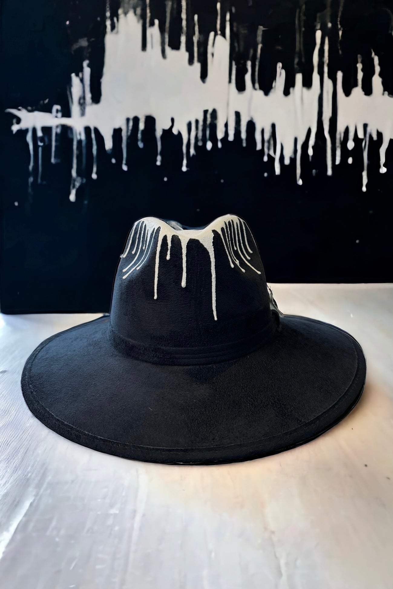 Artist Drip Black Vegan Suede Hat