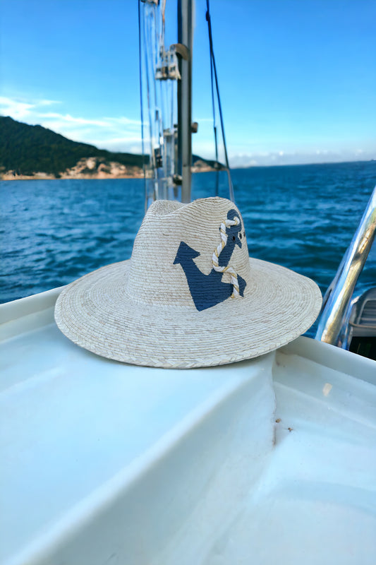 Nautical Painted Palm Straw Hat