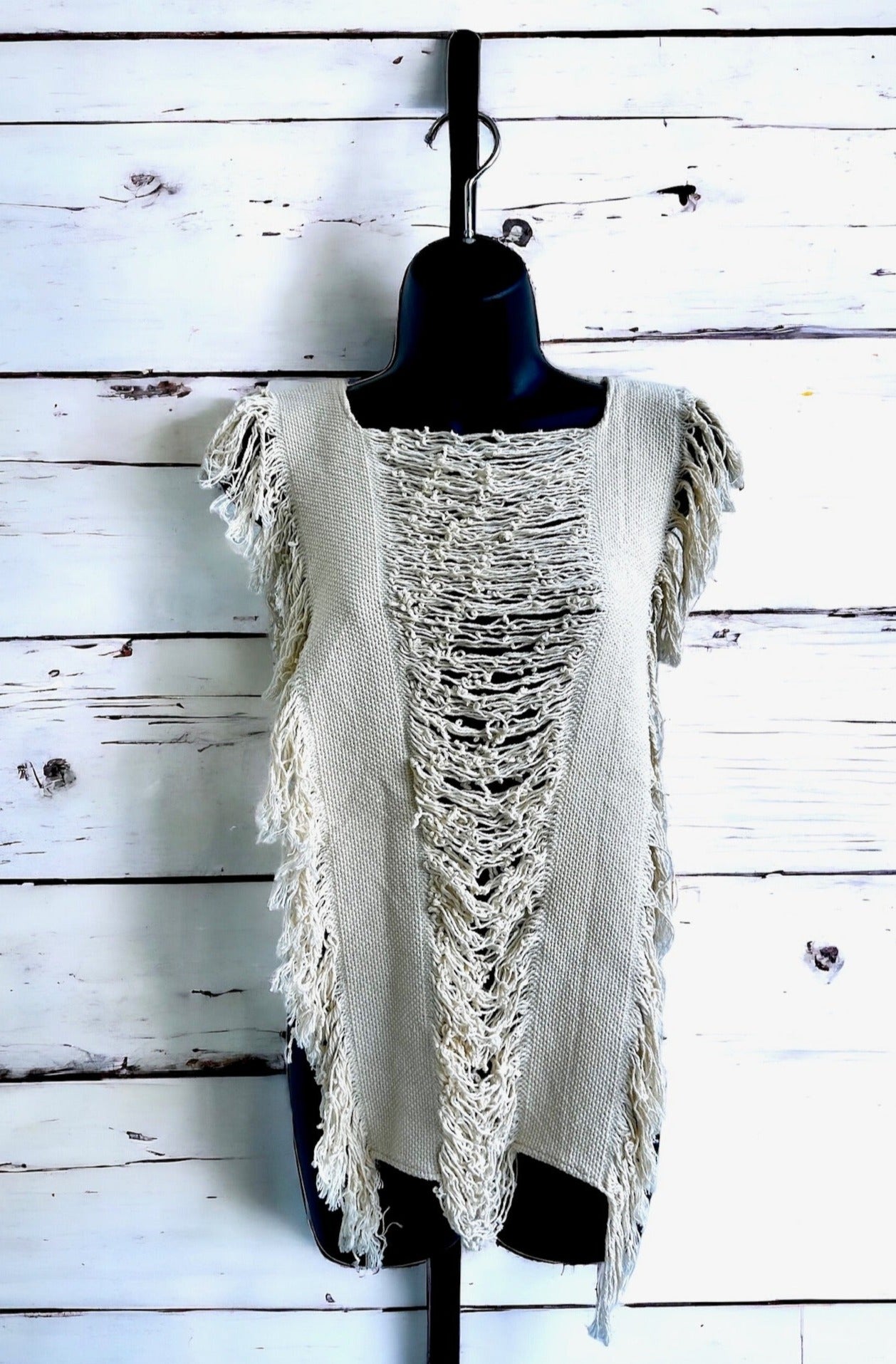 Open Side Distressed Top - Natural