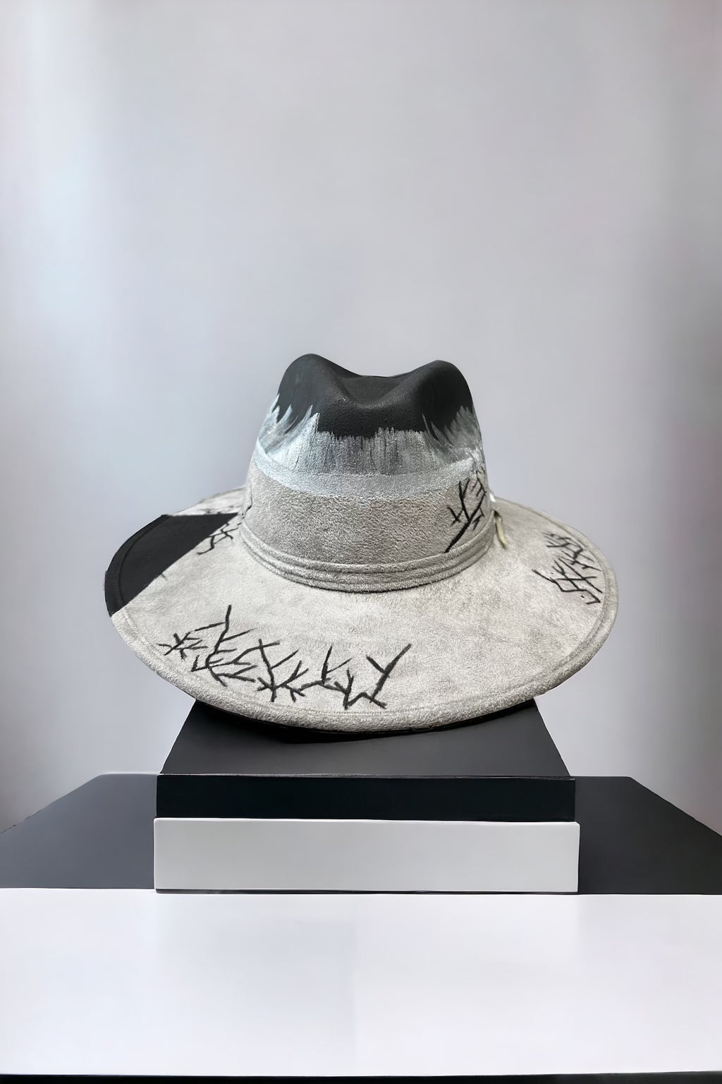 Fracture Gray Painted Suede Hat