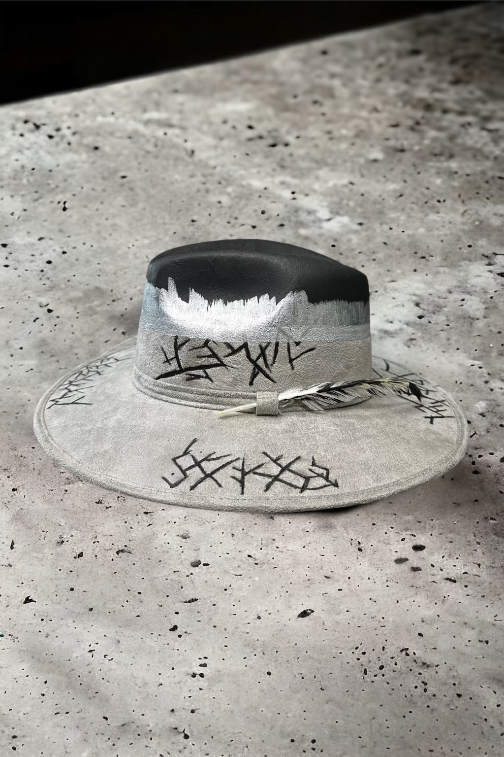 Fracture Gray Painted Suede Hat