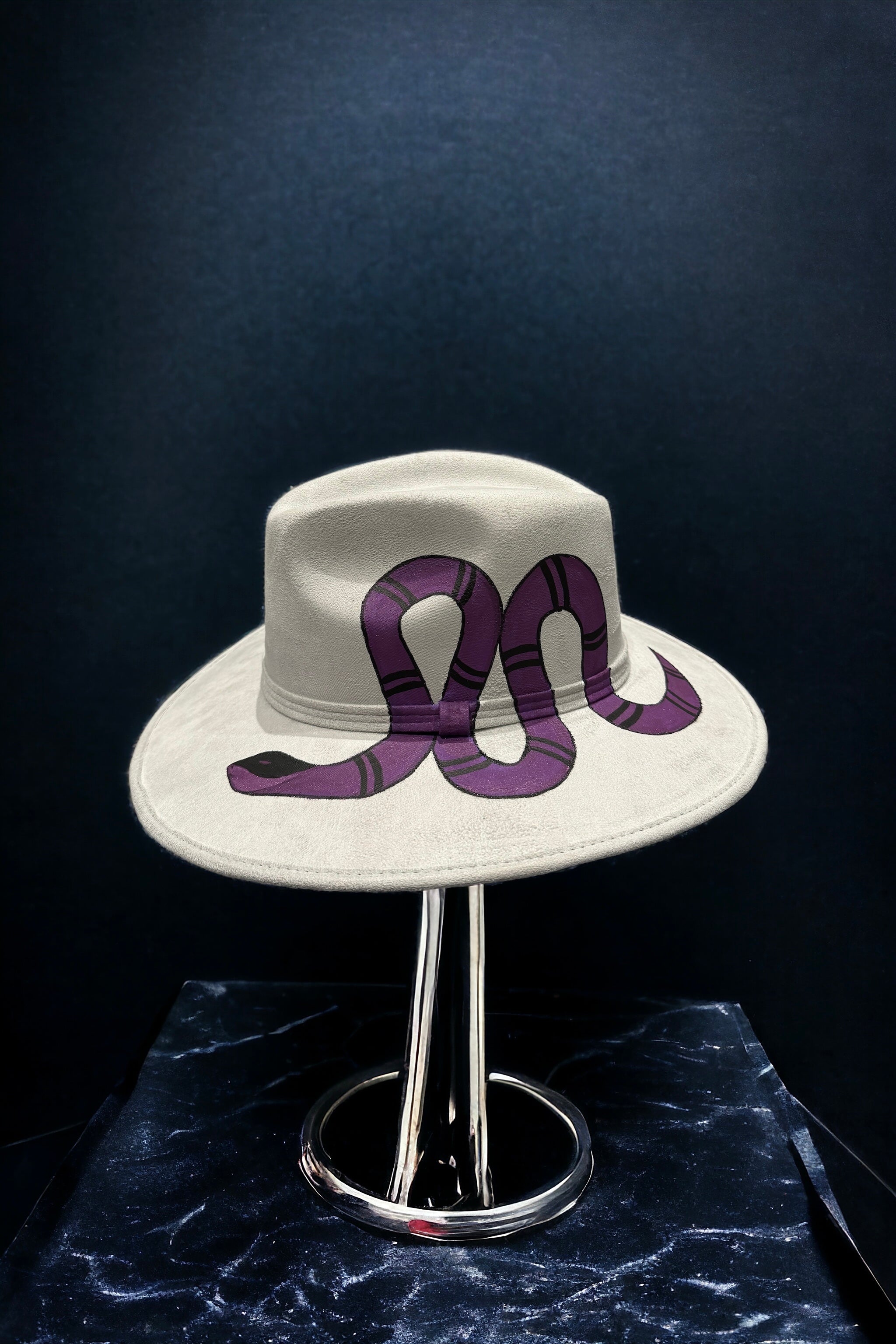 Purple Serpent Painted Vegan Suede Hat