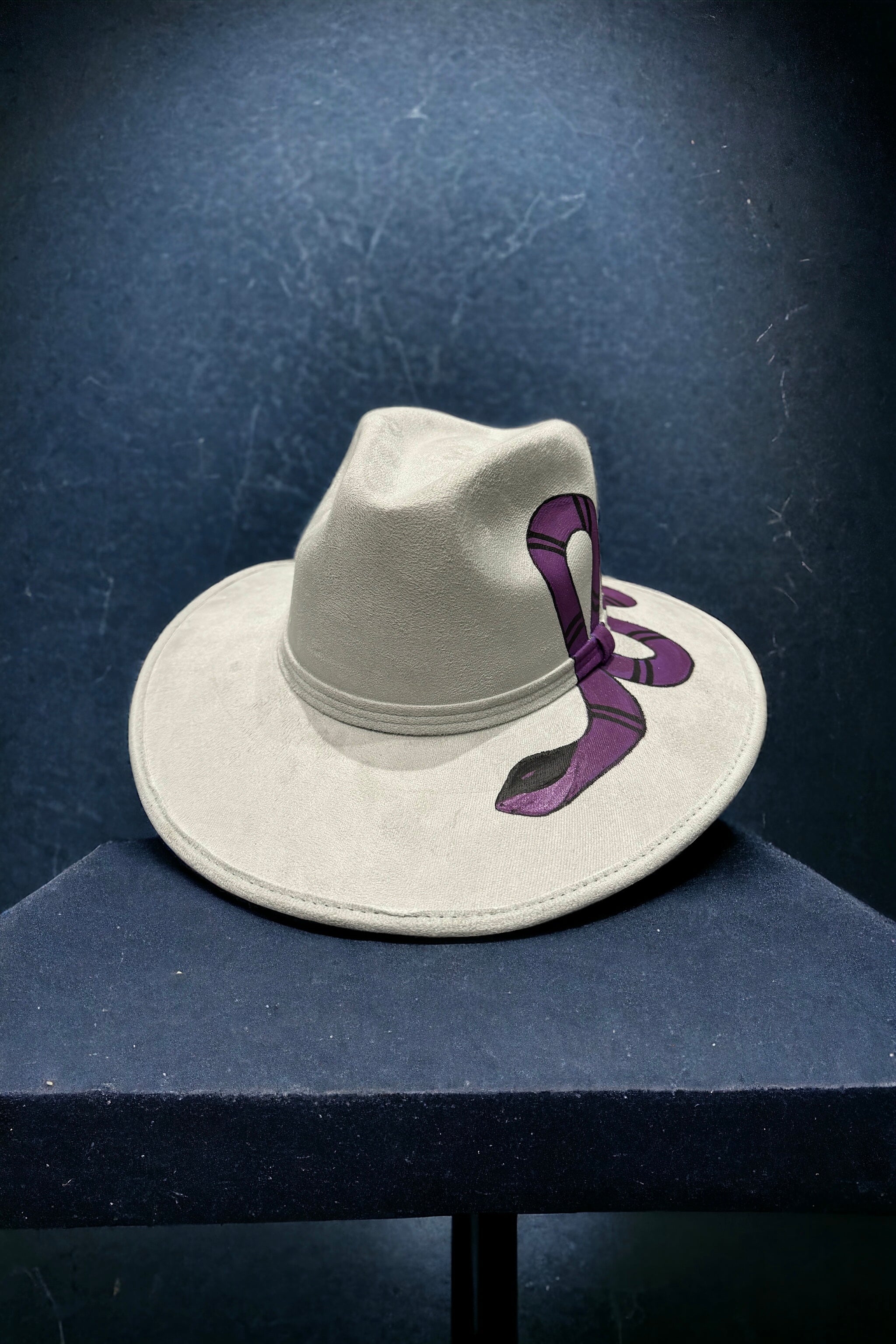 Purple Serpent Painted Vegan Suede Hat