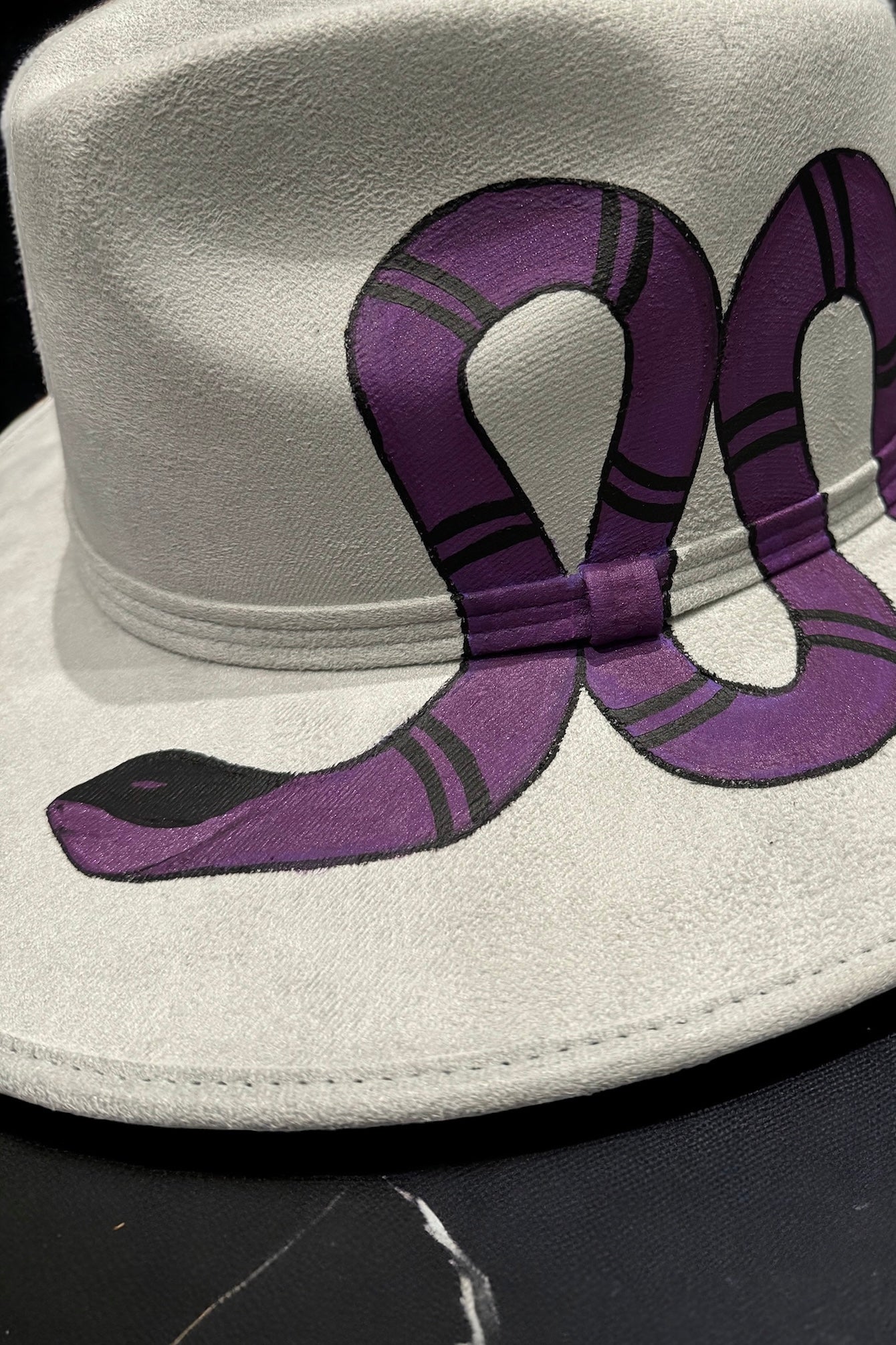 Purple Serpent Painted Vegan Suede Hat