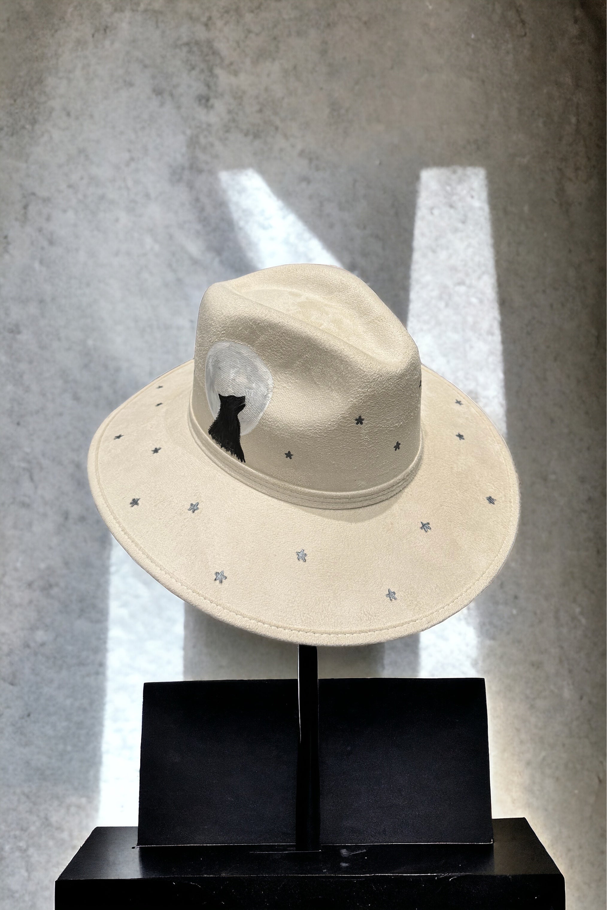 Howl at the Moon Painted Vegan Suede Hat