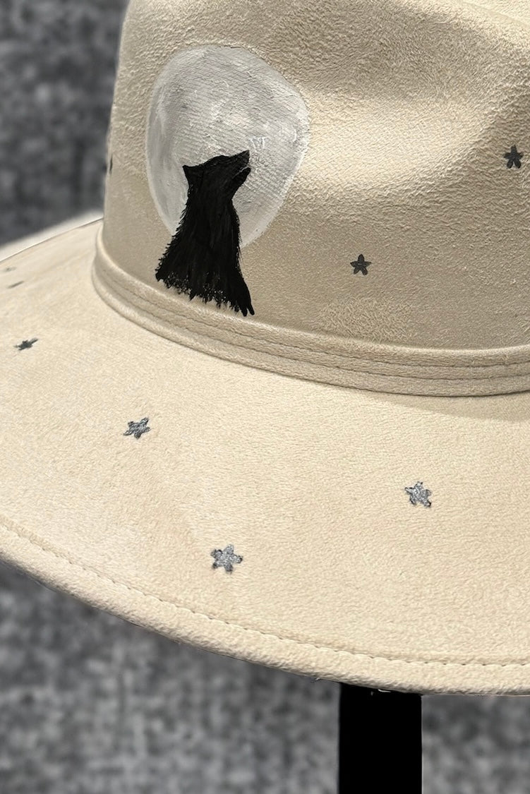Howl at the Moon Painted Vegan Suede Hat
