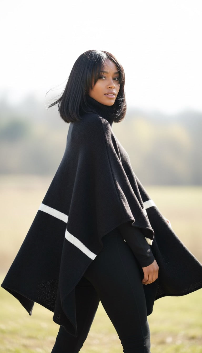 Cordillera Turtleneck Knit Poncho – BELLA SOUL