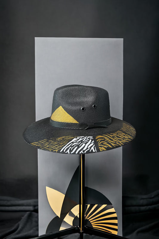 Gilded Onyx Painted Jute Canvas Hat