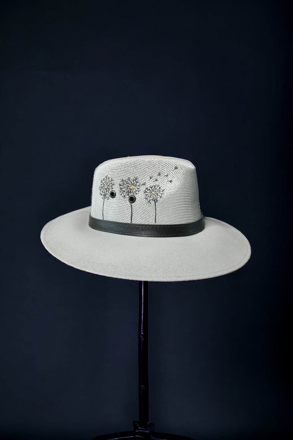 Wildflower Painted Jute Canvas Hat